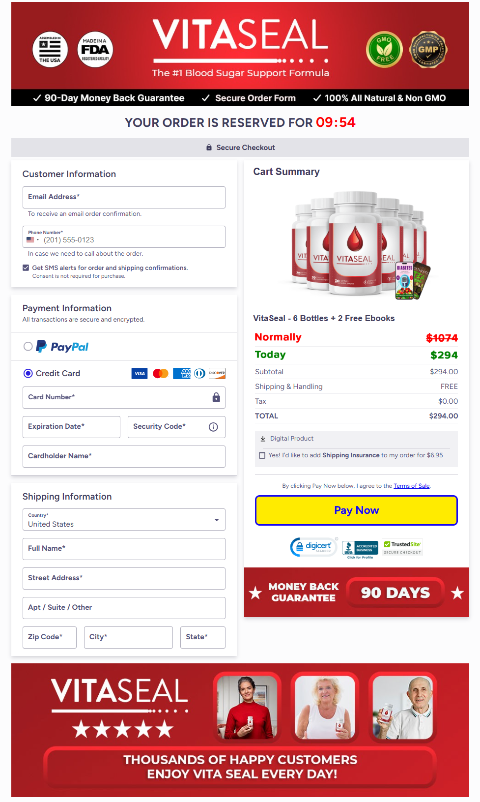 VitaSeal Official Website Secure Order Page
